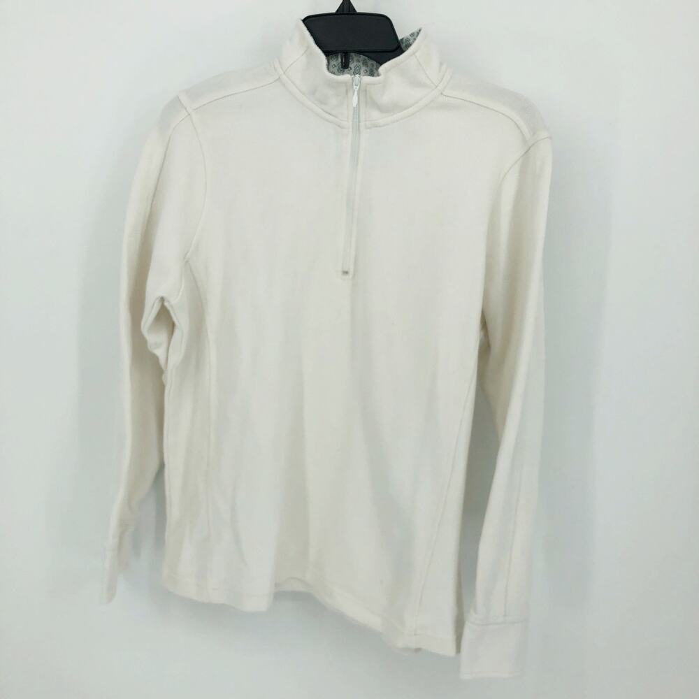 Orvis Womens 1/2 Zip Pullover Sweater Large White Collared Long Sleeve Outdoor